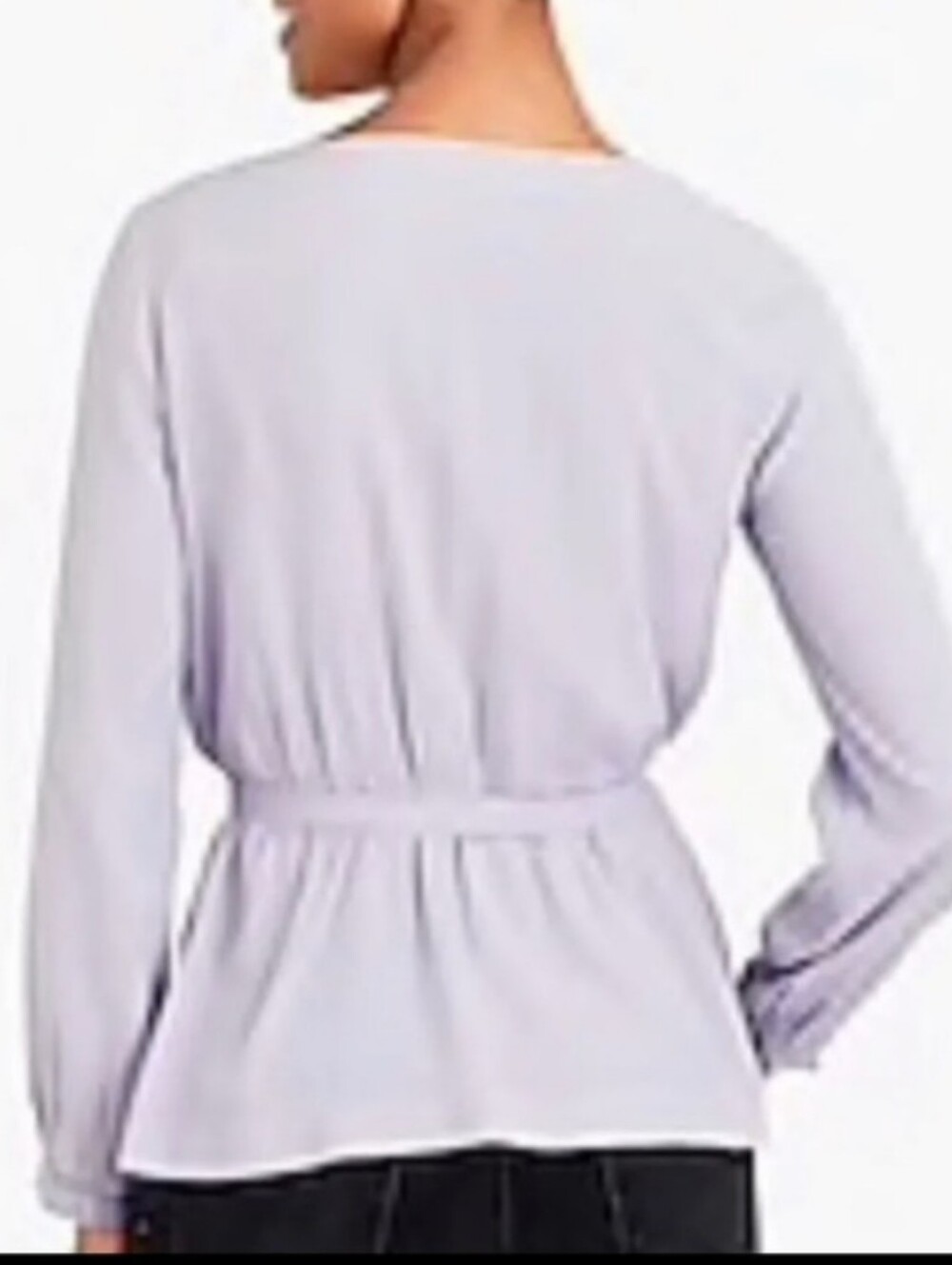 J. Crew Mercantile Lavender Purple Faux-Wrap Dressy Office Belted Top, Size 8 - Picture 9 of 9